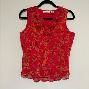 Vintage 90s Y2K Floral Silk Babydoll Sleeveless Top Size Medium